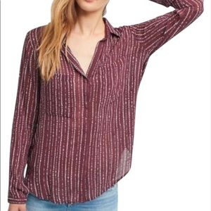 Kerry print buttondown top in red by Cloth & Stone